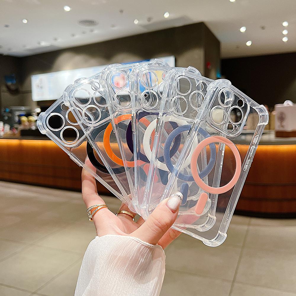 Strong Magnetic Magsafe Wireless Charging Transparent Case For iPhone 17Air 16 15 14 13 12 11 Pro Max Shockproof Silicone Clear Soft 7/8Plus XR Cover