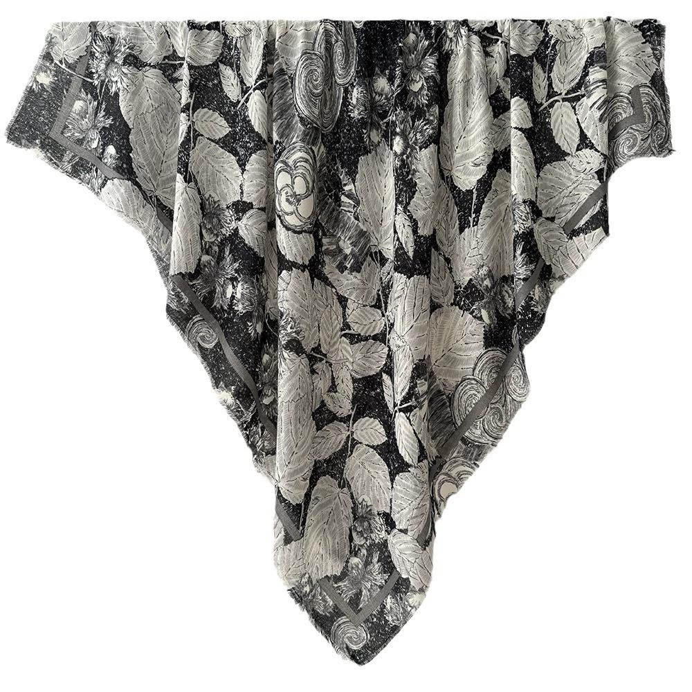 130CM Leaf Printed Cotton and Linen Scarves Women Shawls Fashion Decoration Scarf