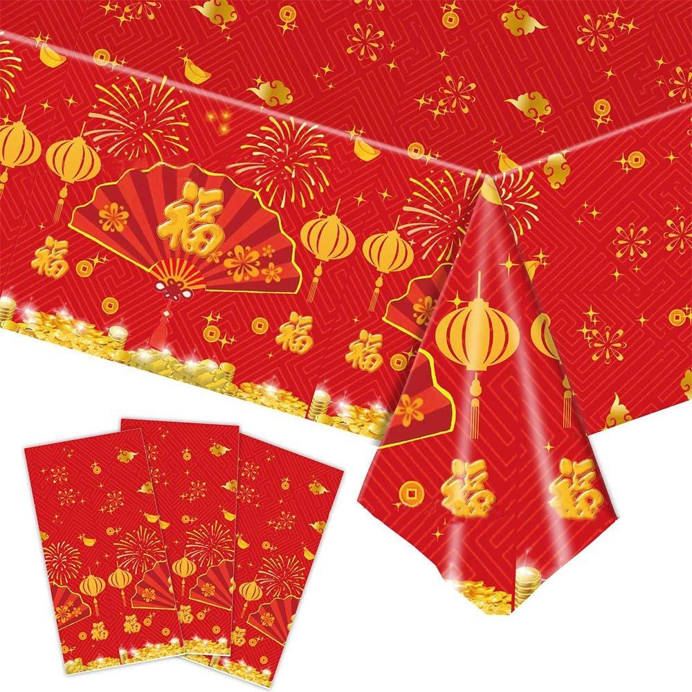 Bronzing Chinese New Year TableCover Plastic New Year Eve Decor  Chinese New Year
