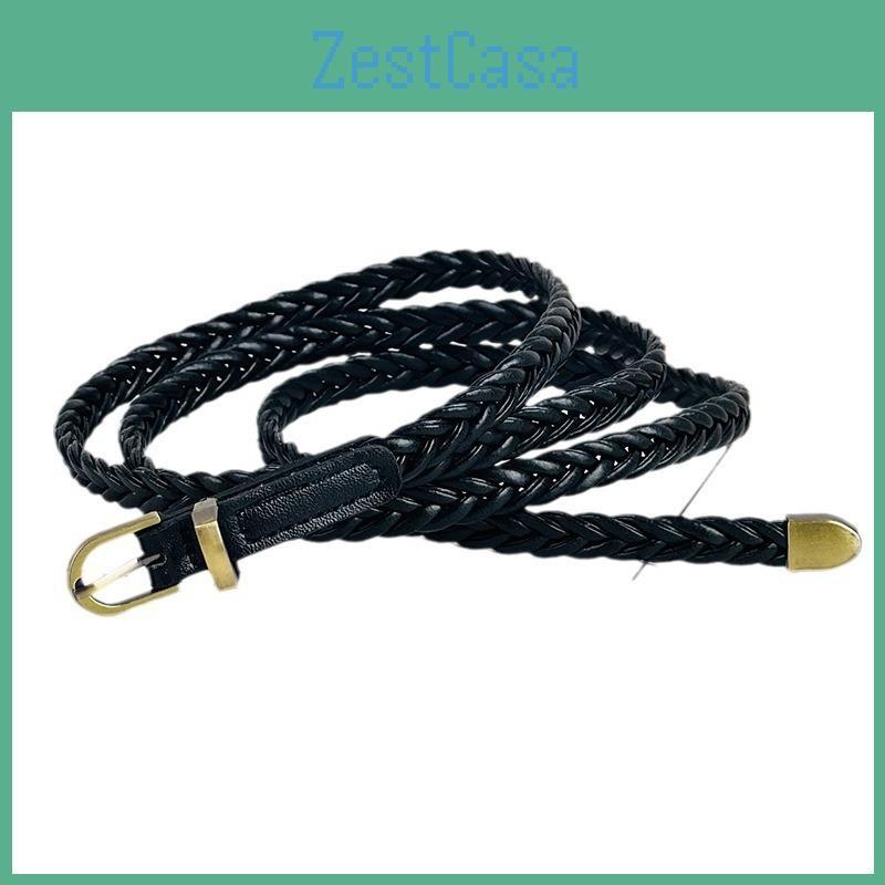 Non Punched Ladies Woven Needle Buckle Slim Belt Dress Accessories Summer Retro