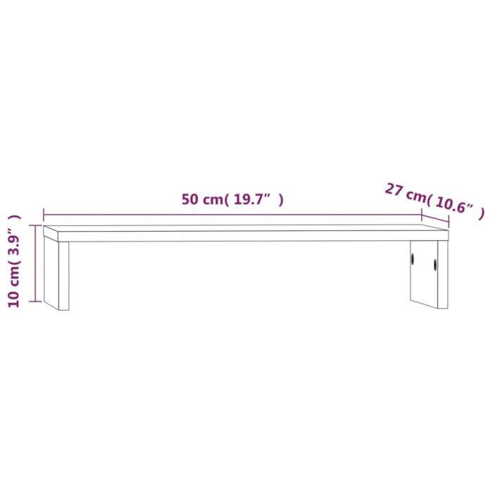 VidaXL Support pour moniteur 50x27x10 cm Bois de pin solide 813944