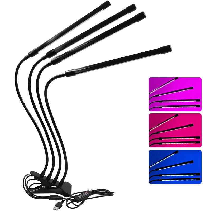 Lumină LED de creștere impermeabilă cu clip USB pentru plante de interior și răsaduri - Spectru complet, Iluminare temporizată