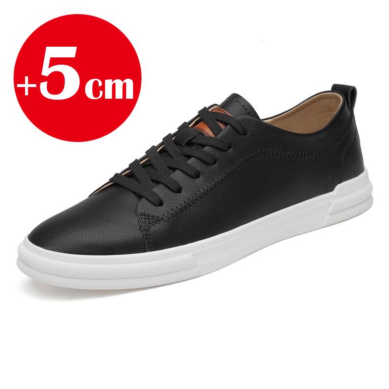 Flat or 5cm Height Increasing Men Shoes Casual Elevator Shoes Man Fashion Lift Sneakers Sport Genuine Leather Shoes Tall
