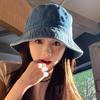 Women Washed Cotton Denim Bucket Hat Spring Summer Wide Brim Sunscreen Cowboy Fishermen Cap Ins Korean Girl Outdoor Travel Hats