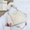 Fashi Women Fluffy Shoulder Bags Female Winter Chain Underarm Bag Solid Color Handbag Soft Plush Handle Bag