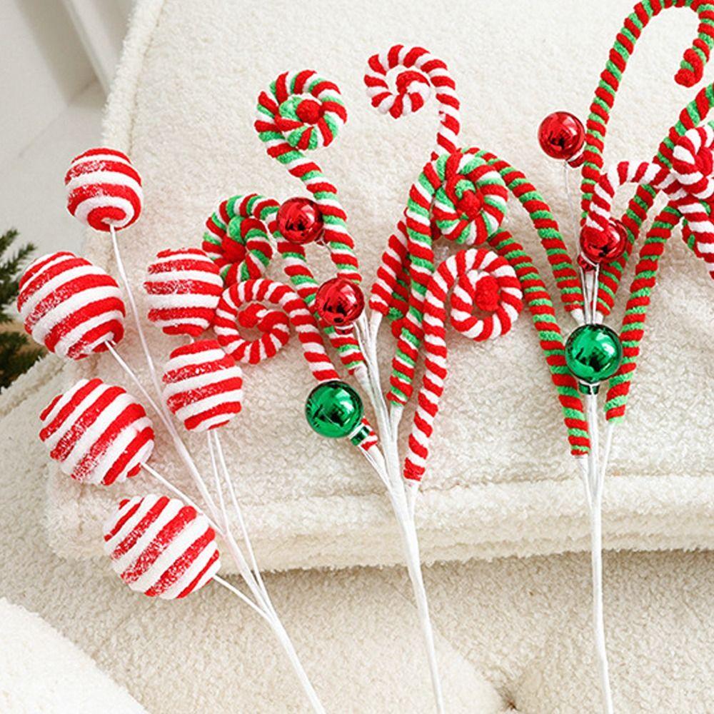 Lifelike Christmas Plush Candy Cane Festival Xmas Tree Garland Ornaments  Home Decoration