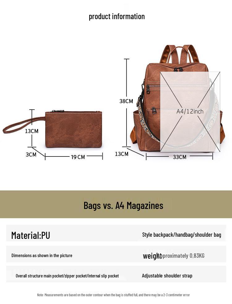 Cute Retro Lightweight Backpack for Women & Girls - Large Capacity, Dual-Purpose for Leisure & Travel