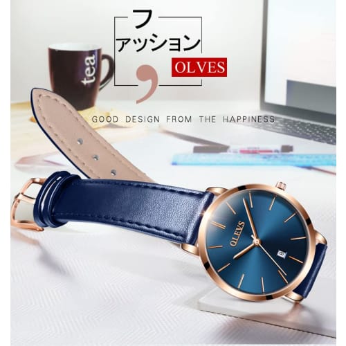 OLEVS Women's Ultra-Thin Wristwatch, Nurse Watch with Second Hand, 12/24 Hour Display, Easy-to-Read Silicone Band, Fashionable Watch for Women (Blue S