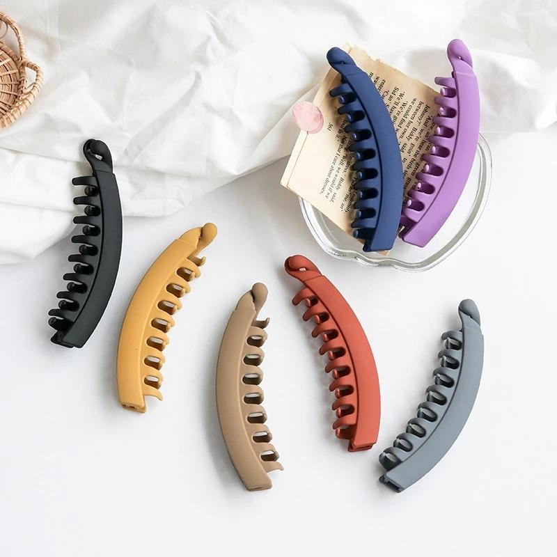 Basit Stil Pençe Klips Buzlu Renk Tek Kelime Klips Muz At Kuyruğu Saç Klipsi Dişli Saç Klipsi Moda Saç Aksesuarları