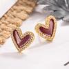 Elegant French Micro-Paved Heart Stud Earrings for Women - Sweet, High-End, Versatile Ear Jewelry
