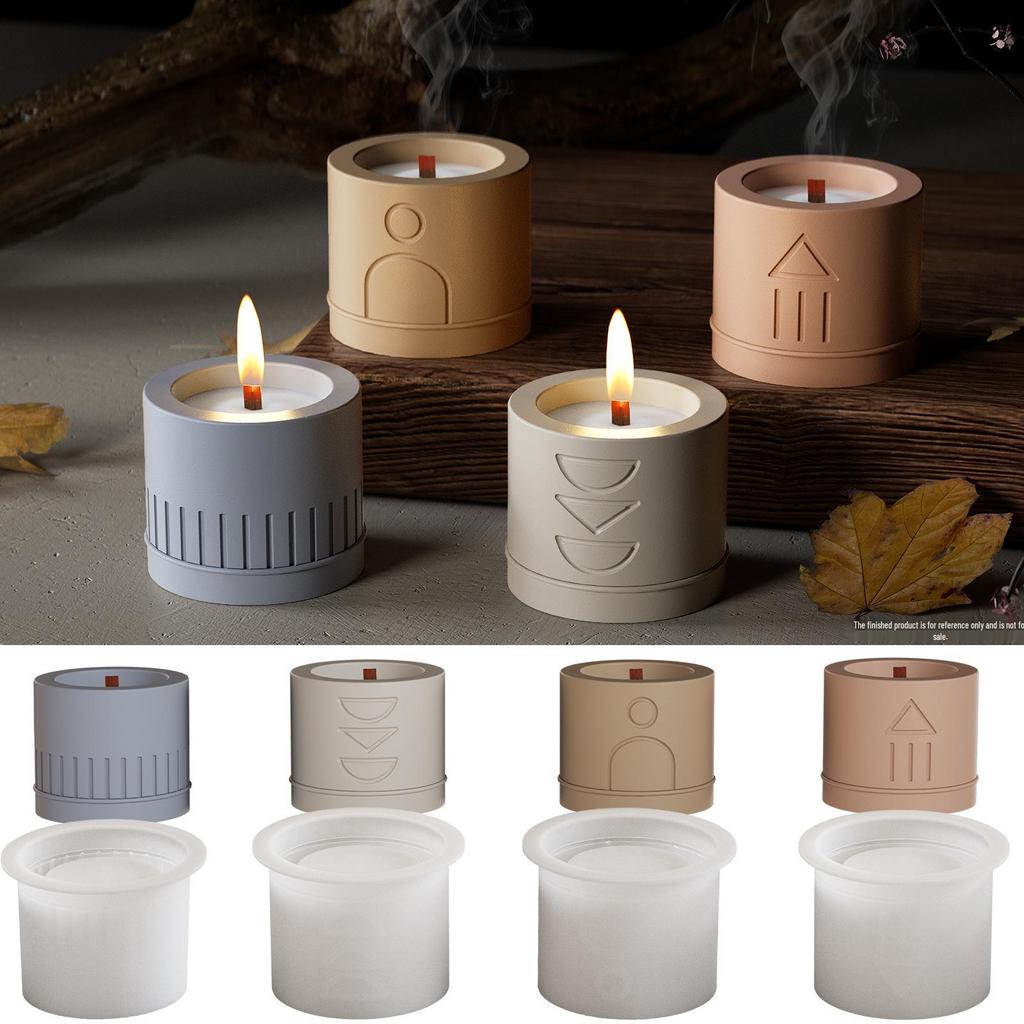 Nordic Geometric Pattern Storage Jar Silicone Mold for DIY Aromatherapy Plaster Candle Cup