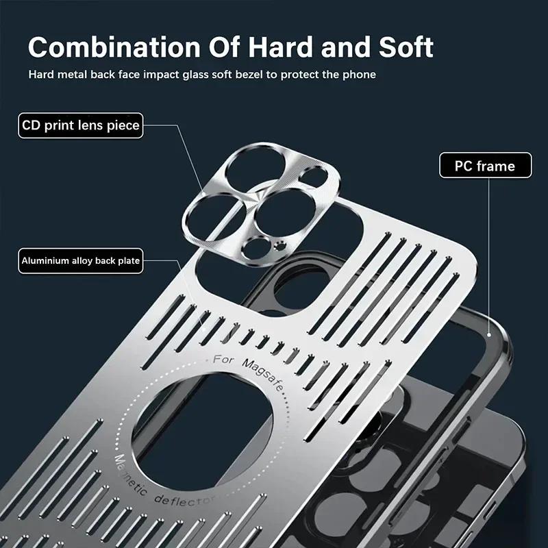 Better Heat Dissipation Aluminum Metal Phone Case For 17 16 15 14 13 12 Pro Max Back Cover