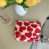 Corduroy Makeup Print Bag Heart Large Capacity Cosmetic Bag Vintage Travel Makeup Pouch Zipper Toiletries Storage Bag For Women