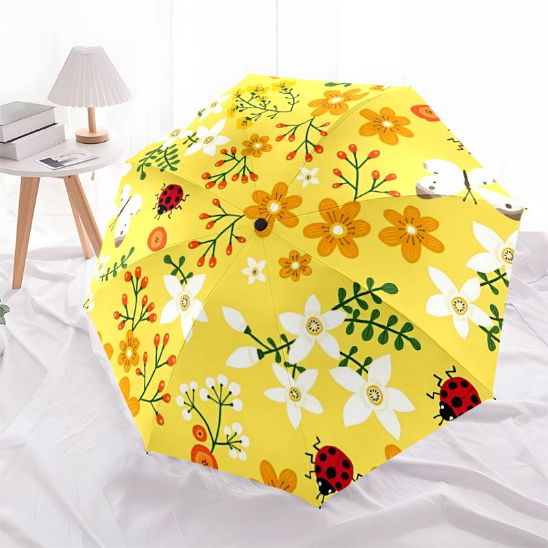 1pc Floral Pattern Automatic Folding Umbrella. Portable collapsible design, Best birthday festival gift yy250924122