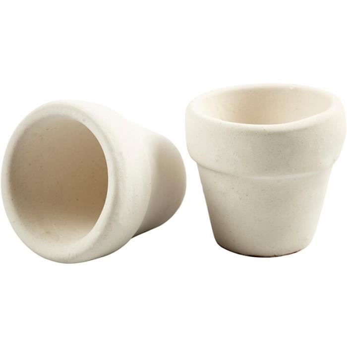 Pots de fleurs en terre cuite - Blanc - 5,2 x 4,6 cm - 6 pcs