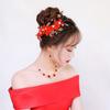 Pearl Red Flower Bride Festival Hairpins Women Barrettes Duckbill Clips Chinese Hanfu Hair Clips