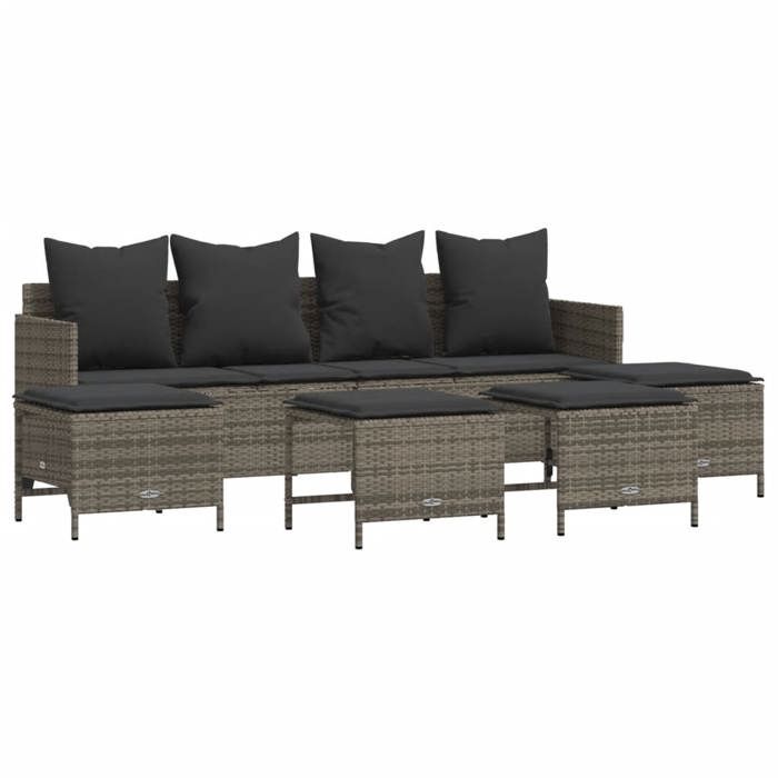 VidaXL Salon de jardin 5 pcs avec coussins gris résine tressée, ensemble de canapés d'extérieur, salon de jardin, ensemble 3261559