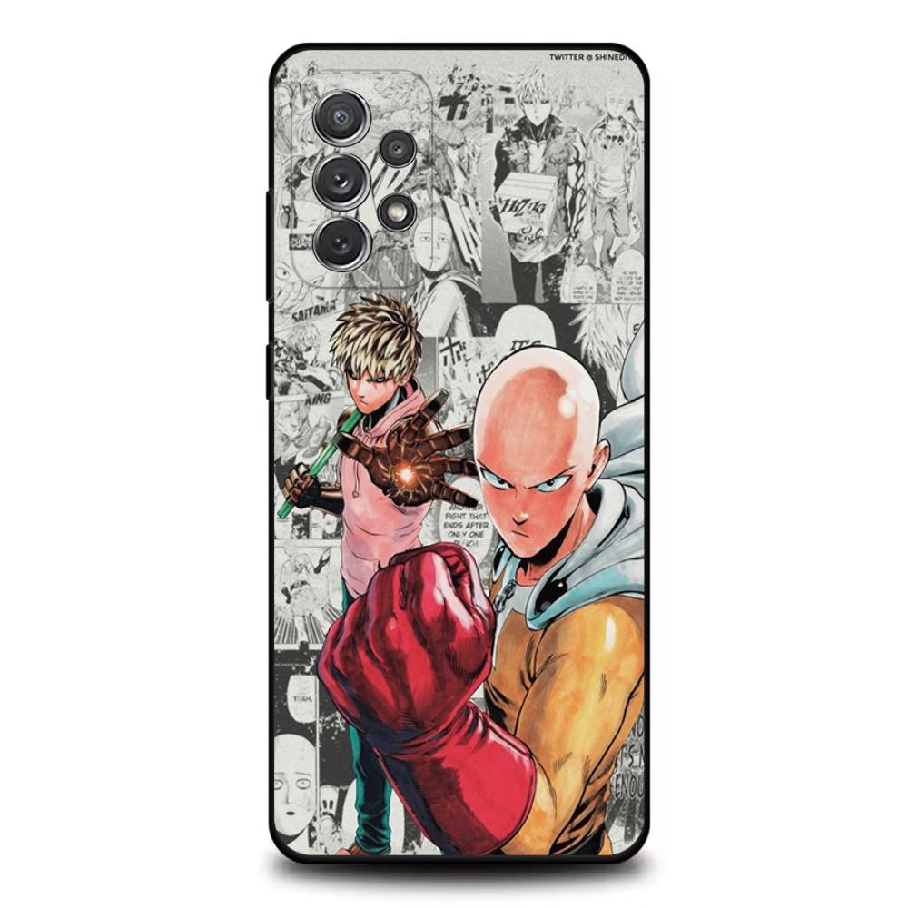 One Cartoon Punchs Man Phone Case For Samsung S25,S24,S21,S22,S23,S30,Ultra,S20,Plus,Fe,Lite,Note,10,9,5G Black Cover