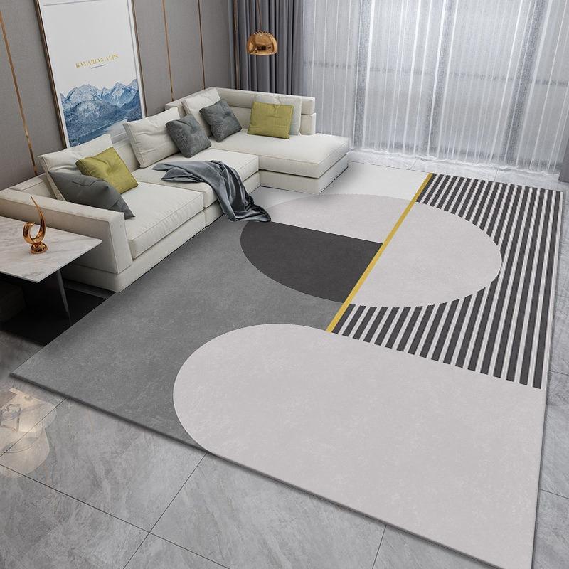 Modern Geometric Pattern Chenille Living Room Carpet Non Slip Indoor Rug Houndstooth Striped Floor Mat for Living Room Bedroom