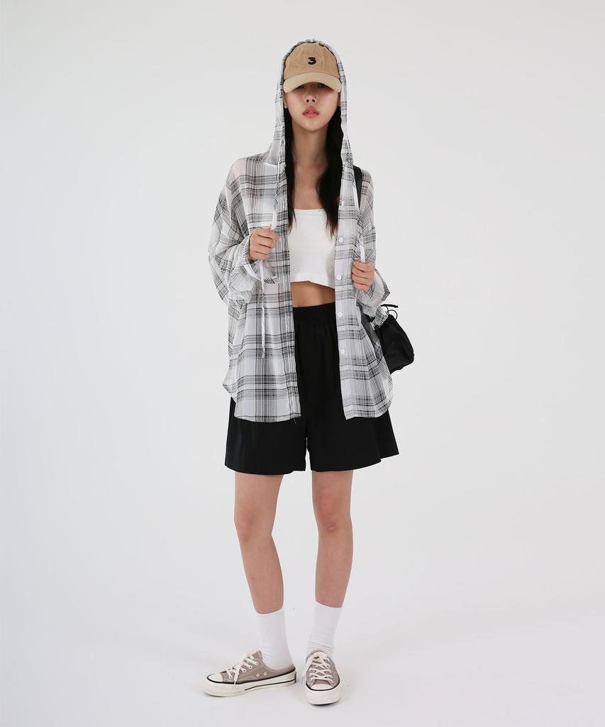 UMM Women'S See-Through Oversized Check Hoodie