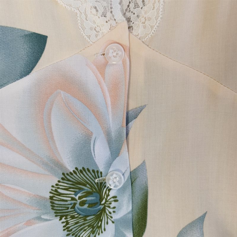 Women's Cotton Silk Lace Nightdress Summer New Arrival Viscose Staple Fiber Pajamas European Style Plus Size Shirt Dress Poplin Pajamas Homewear