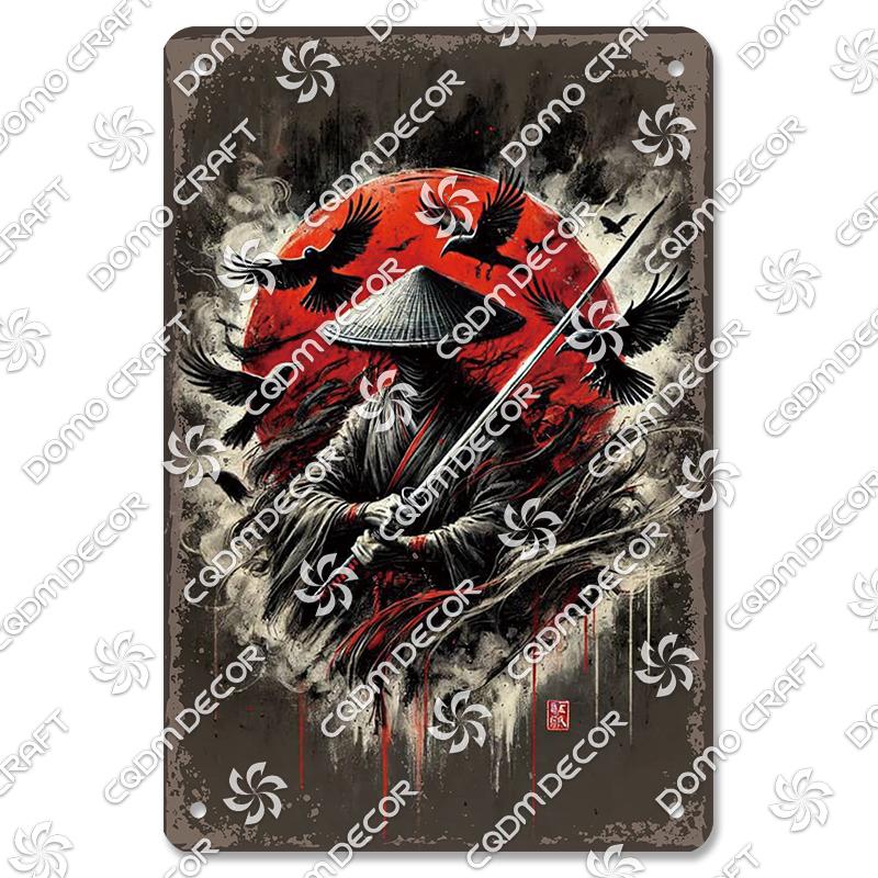 Retro Japanischer Stil Poster Metall Blechschilder Kimono Schönheiten Japanischer Samurai Vintage Metallplatte Wanddeko Club Bar Man Cave