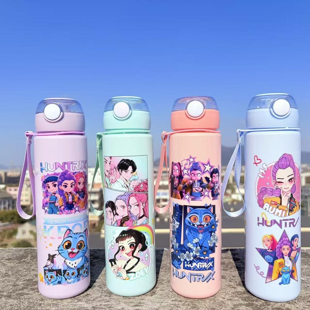 Anime K-Pop Demon Hunters Printed Thermos Cup Portable Stainless Steel 400Ml Water Bottle Leak Proof Camping Water Cup Gifts
