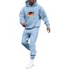 Men's Solid Color Flag Print Hooded Universal Versatile Hooded Sweatshirt Sweatpants Casual Sports Suit