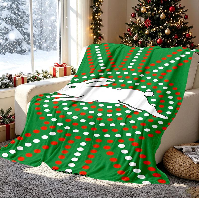 South Sydney Rabbitohs Pattern Blanket for Home Decoration, Bed, Sofa, Car Travel, Camping, Suitable for All Seasons, Birthday Christmas Gift