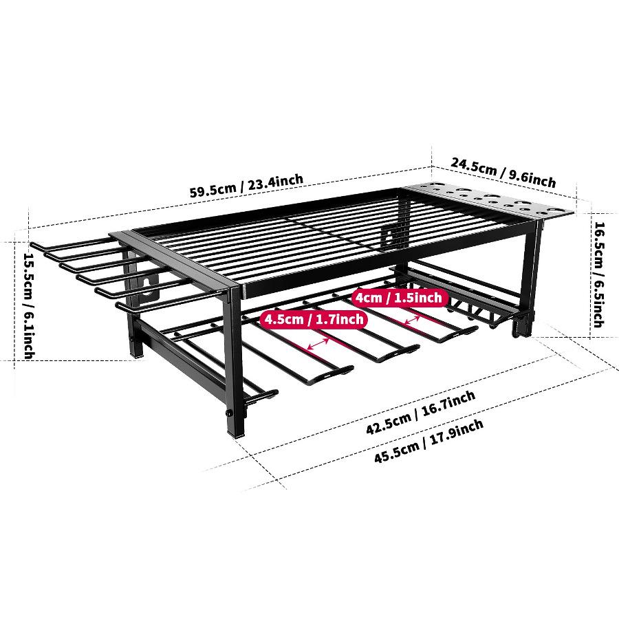 Wall-Mounted Multi-Layer Power Tool Storage Rack for Drills and Hammers
