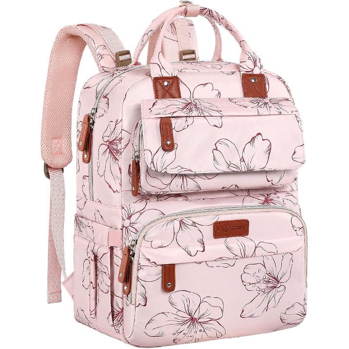 Diaper Bag Backpack, Baby Girl Diaper Bag for Mom, Large Pink Floral Diaper Bag Backpack for Girls, Waterproof Mom Backpack for Work Travel Holiday