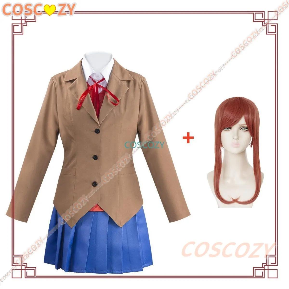 Anime Doki Doki Literature Club Monika Cosplay Sayori Yuri Natsuki Cosplay Kostuum School Vrouwen Bruin Uniform Rok Pak XL