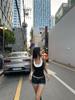 Fashionable Color Block Halterneck Slimming Retro T-Shirt Vest