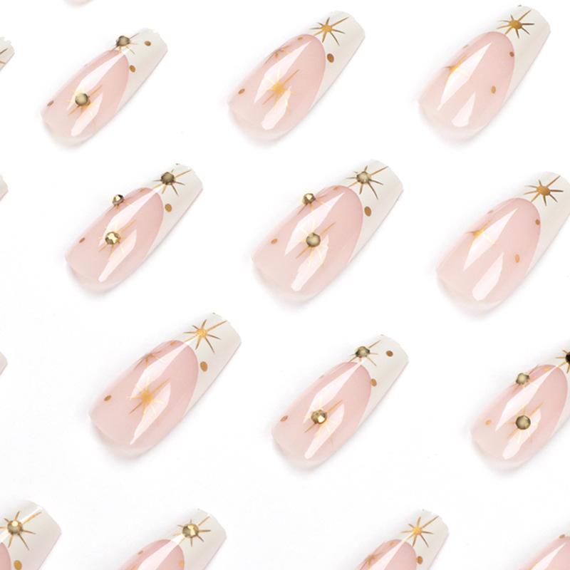 Nail Patch Nail, French White Edge Nail Rhinestone Astral Removable Nail Art Nails