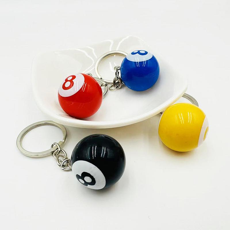 Creative Billiard Pool Keychain Table Ball Key Ring Lucky Black No.8 Key Chain 25Mm Resin Ball Jewelry Gift