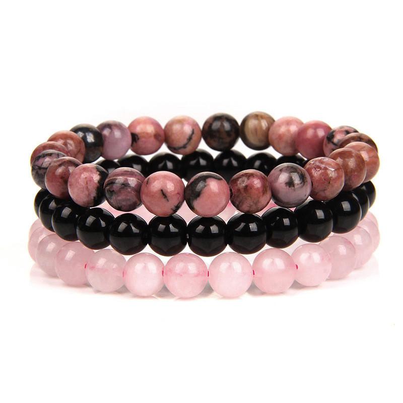 Geometric Agate Beaded Bracelet Set With Turquoise And Amethyst For Men And Women