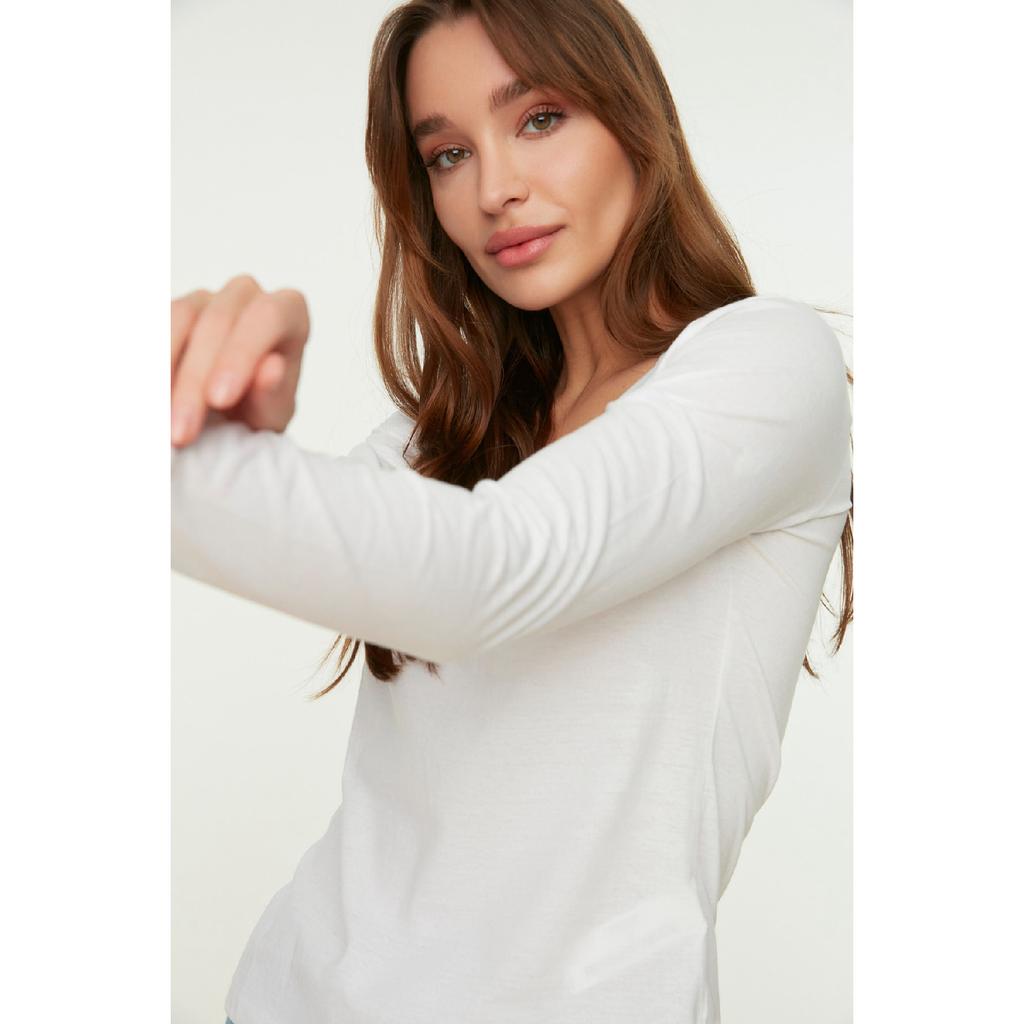 Black 100% Cotton Regular/normal Fit Basic V-neck Long Sleeve Knitted T-shirt Twoaw21ts0099