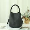Hand-woven Bucket Bag Genuine Leather Women's Exquisite Fashionable Handbag Single-shoulder Cross-slung Tote