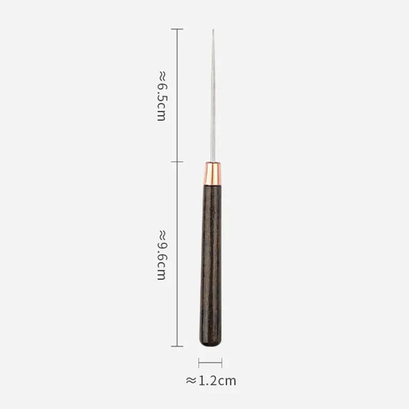 

1/3Pcs Wooden Handle Awl DIY Leather Tent Sewing Awl Pin Punch Hole Repair Tool Hand Stitcher Leathercraft Needlework