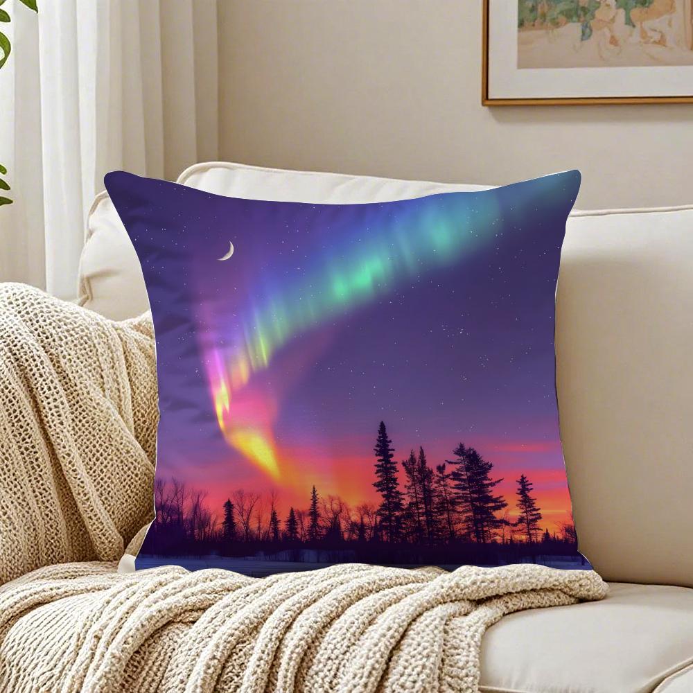 Reathtaking Natural Scenery Art Winter Aurora Cushion Cover Pillowcase Antidustmite living Room Sofa Decor Cushion Room