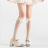 Women's Fishnet Knee Highs Stockings Hollowed Out Calf Socks Sweet Bows Knee Highs Socks