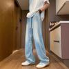 JYL Mens Jeans Drawstring Light Color Drooping Summer Thin Loose Straight Denim