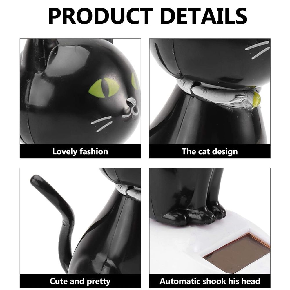 Decoration Ornament Dashboard Dancing Cat Figure Bobble Head Doll Shaking Head Cat Solar Toy Doll