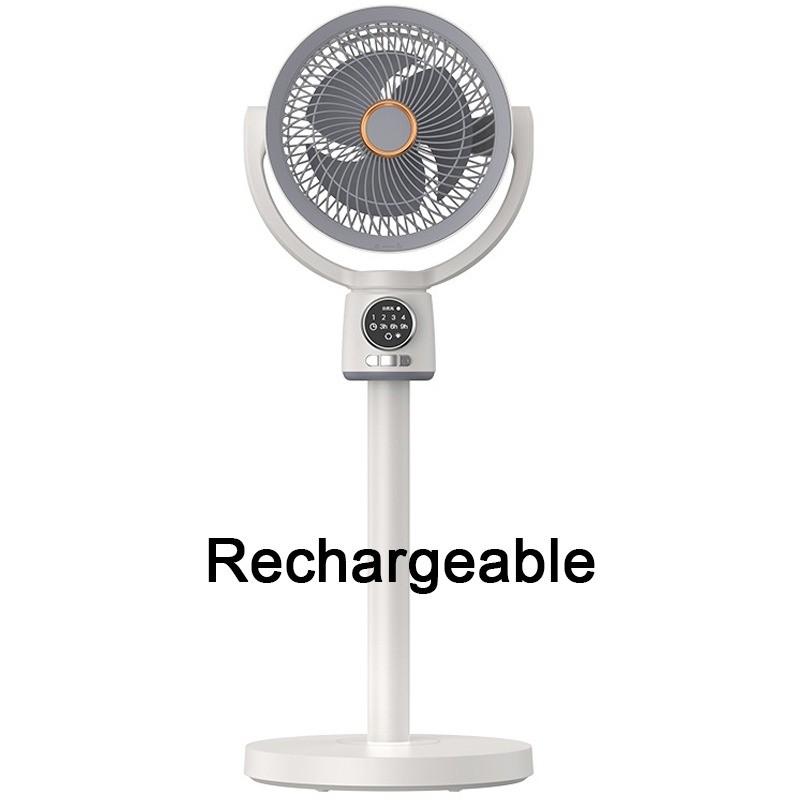 High Wind Volume Floor Electric Fan Adjustable Height Vertical Fan Household Portable Rechargeable Air Circulation Fan