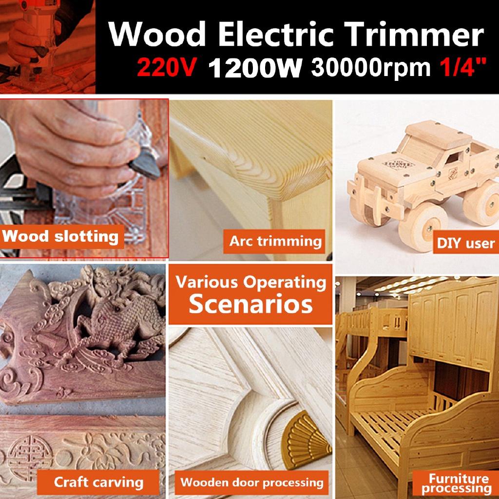 Mașină de tuns electrică 30000r/min Electric Lemn Laminat Margine Mașină de tuns de mână Router Set de freze 1200W