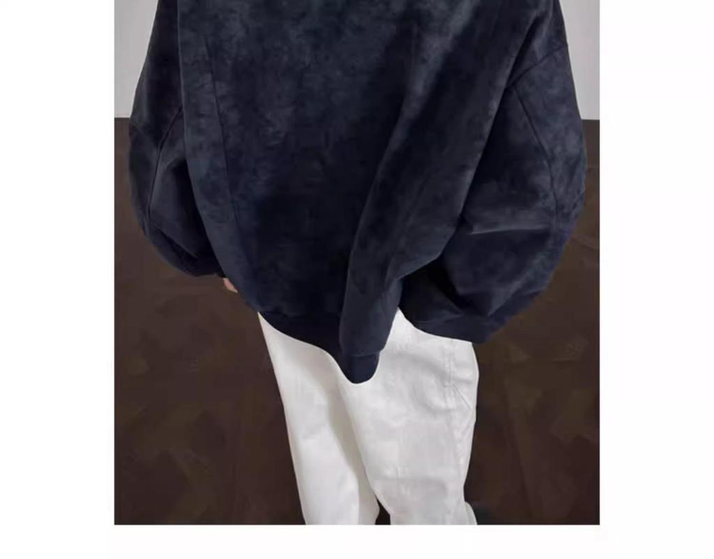Men's Tie-Dye Leather Bomber Jacket with Stand-Up Collar - Trendy Autumn Heavyweight Outerwear