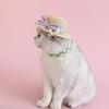 Puppy Straw Hat Outdoor Sunbonnet Costume Flower Hat Outdoor Lace Belt
