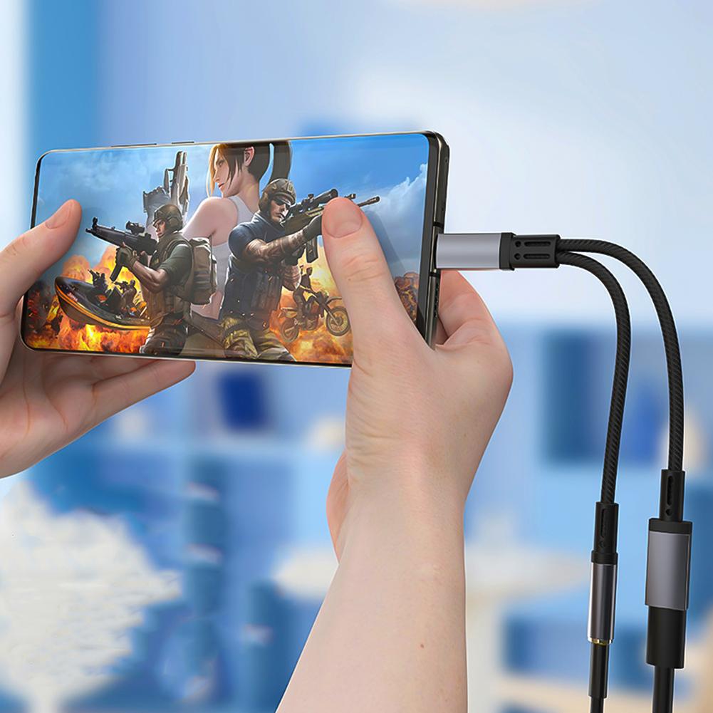 1PC 10W 2-IN-1 Fast Charge Adapter Type-C To 3.5MM Earphone Audio Adapter For Apple 15 Samsung Huawei