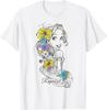 Fashion Casual Disney Tangled Rapunzel Floral Sketch Portrait T-Shirt T-Shirt S-4XL Summer