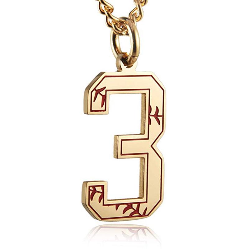 INS trendy stainless steel European and American fashion outdoor digital baseball necklace men's accessories titanium steel pendant